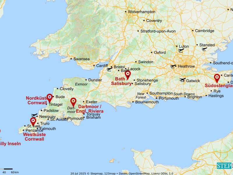 Autoreise ganz Südengland Dover LandsEnd Scilly Inseln